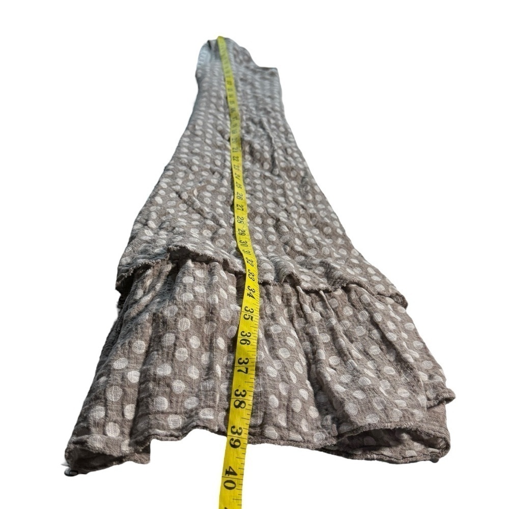 Angela Mara Gauzy Cotton Blend Tan Polka Dot Tiered Dress Size M Italian Beachy - Picture 6 of 10